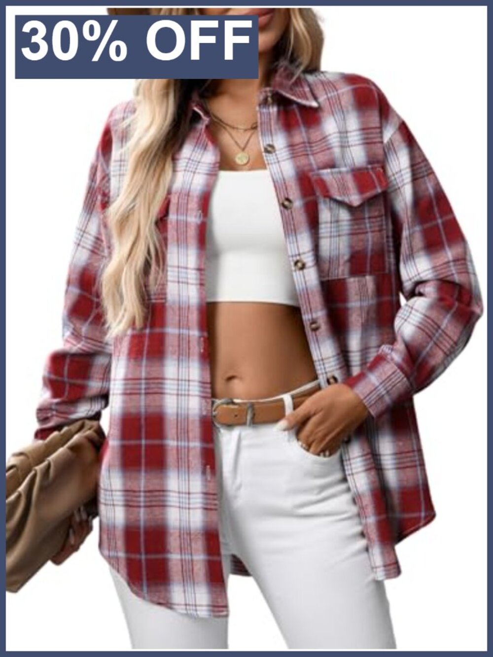 Women's Oversized Plaid Flannel Shirt Long Sleeve Button Down Casual